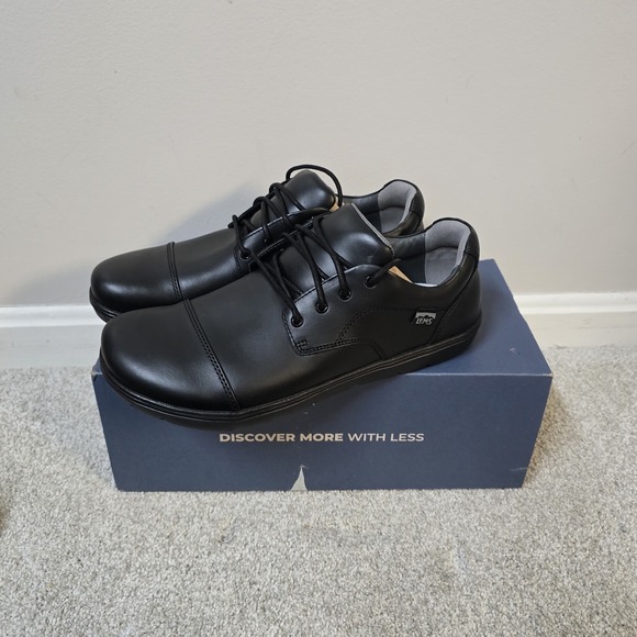 Lems Nine2Five Men's Black Leather Oxford Shoes Size M 11 / W 12.5 New In Box - Picture 4 of 9